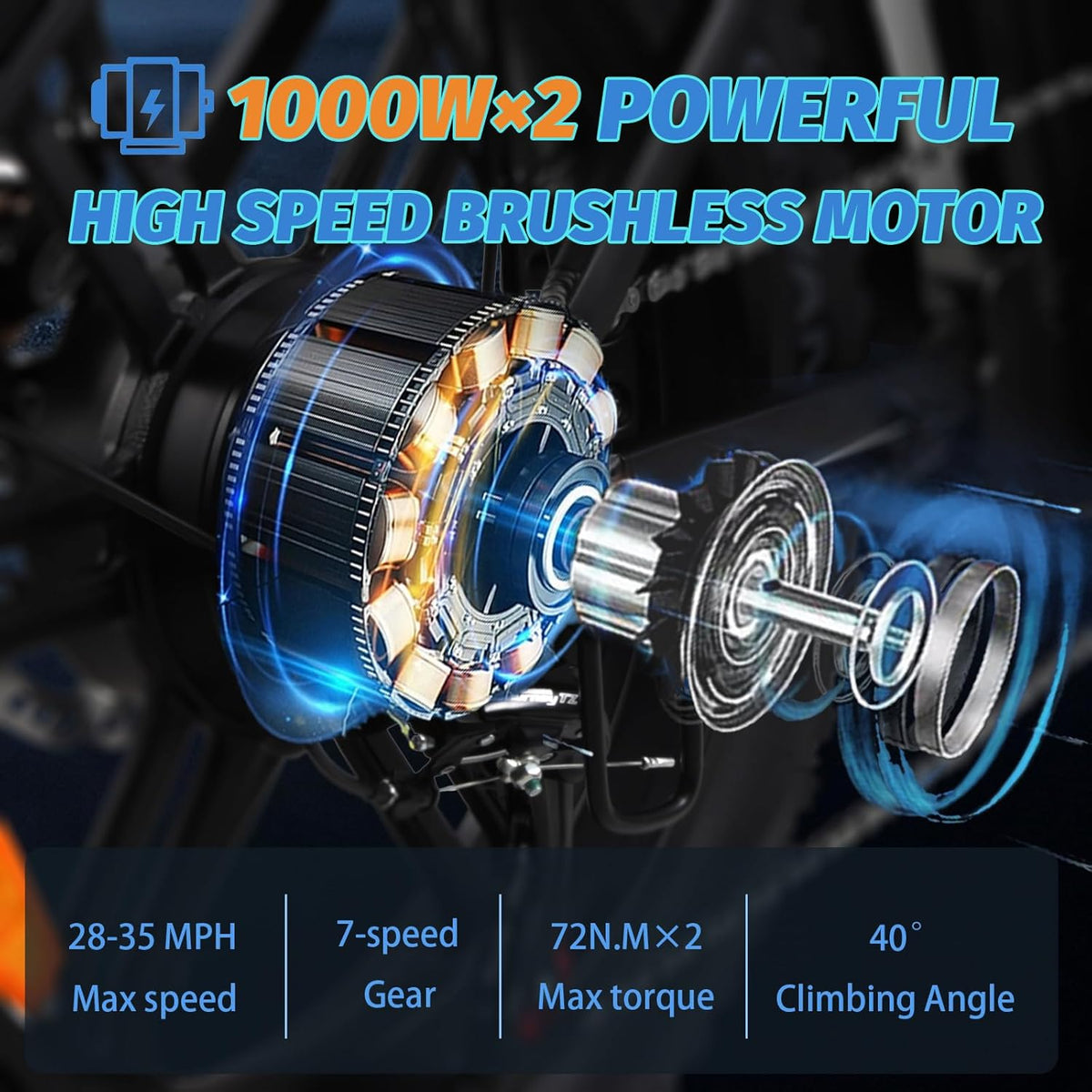 2000W Folding Electric Bike with 48V 23AH Removable Battery 20''x 4.0 Fat Tire Q8983