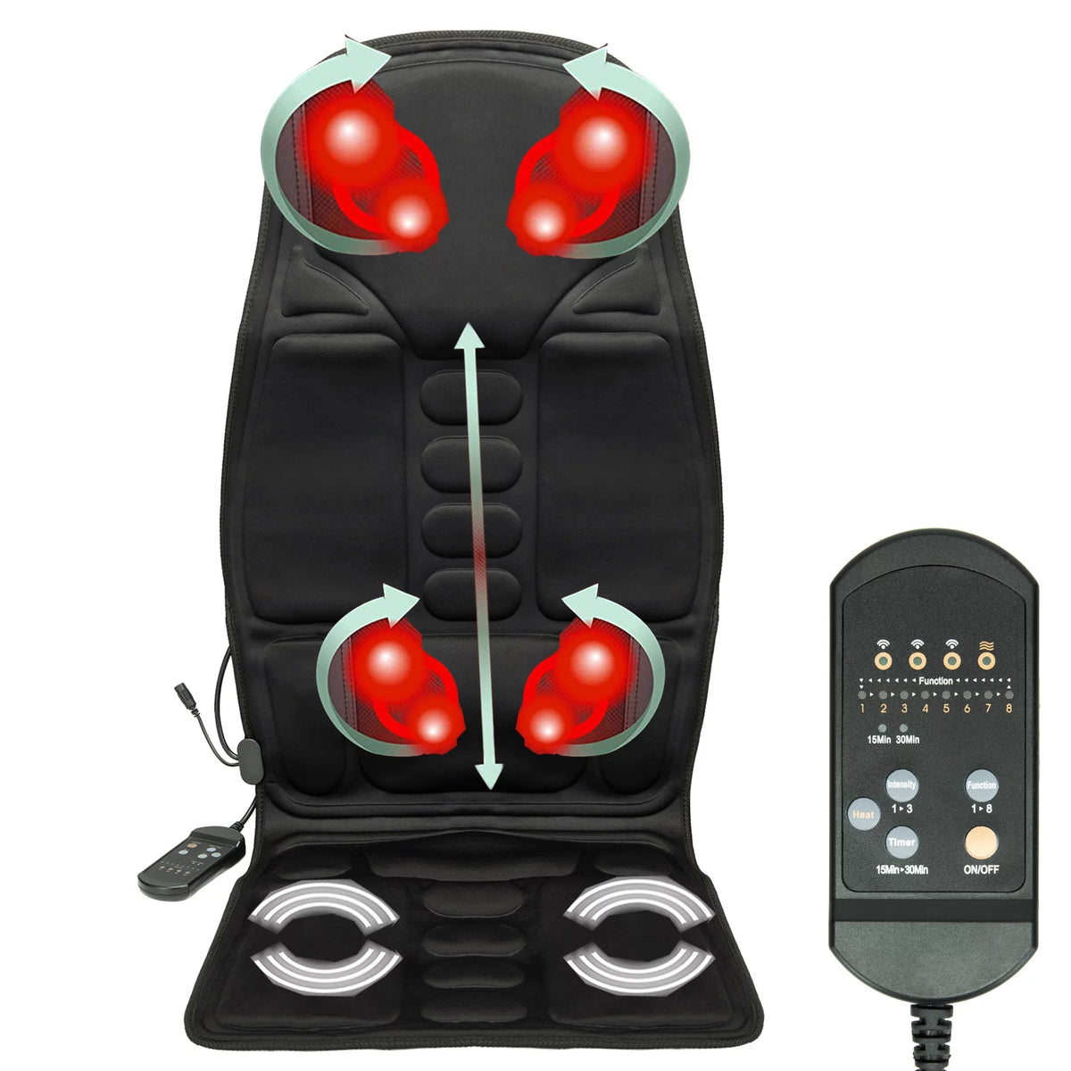 8 Vibrating Heated Massage Seat Cushion T205