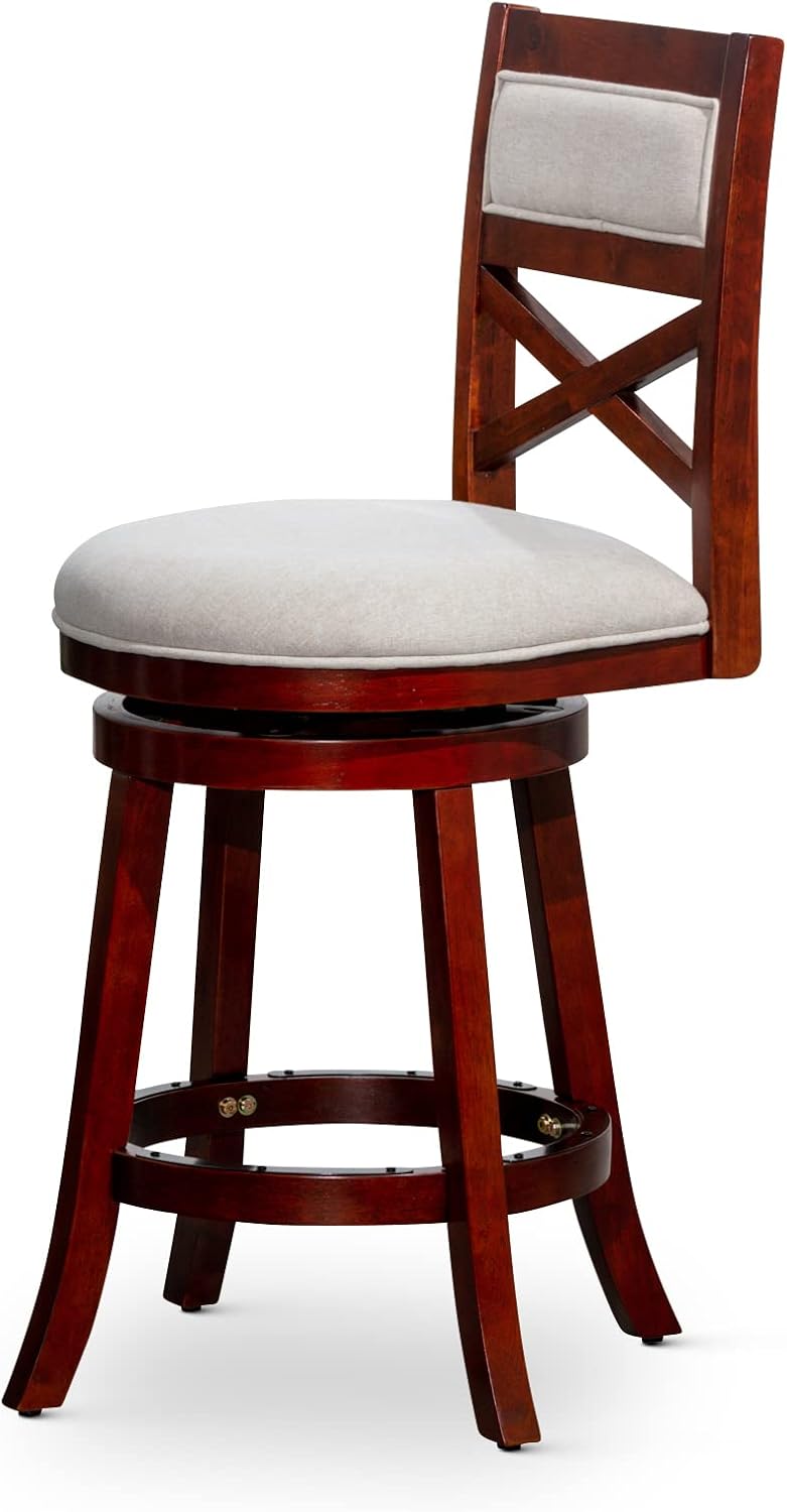 Black Leather Seat Swivel Stool, 24” Counter Height N1935