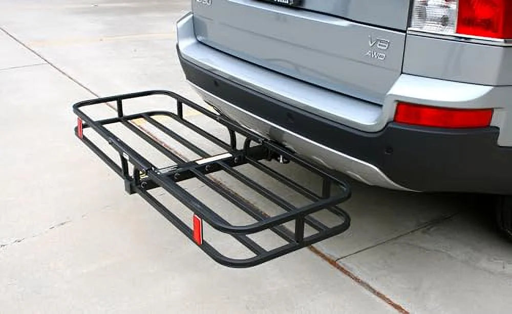 53" x 19-1/2" Steel Hitch Cargo Carrier with High Side Rails, 2" Receiver, 500-lb Load Capacity, Black S607680