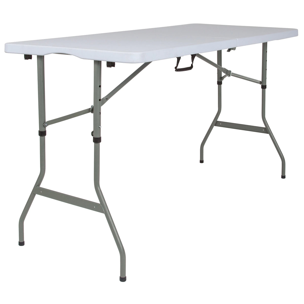 5-Foot Height Adjustable Bi-Fold Granite White Plastic Folding Table B382026