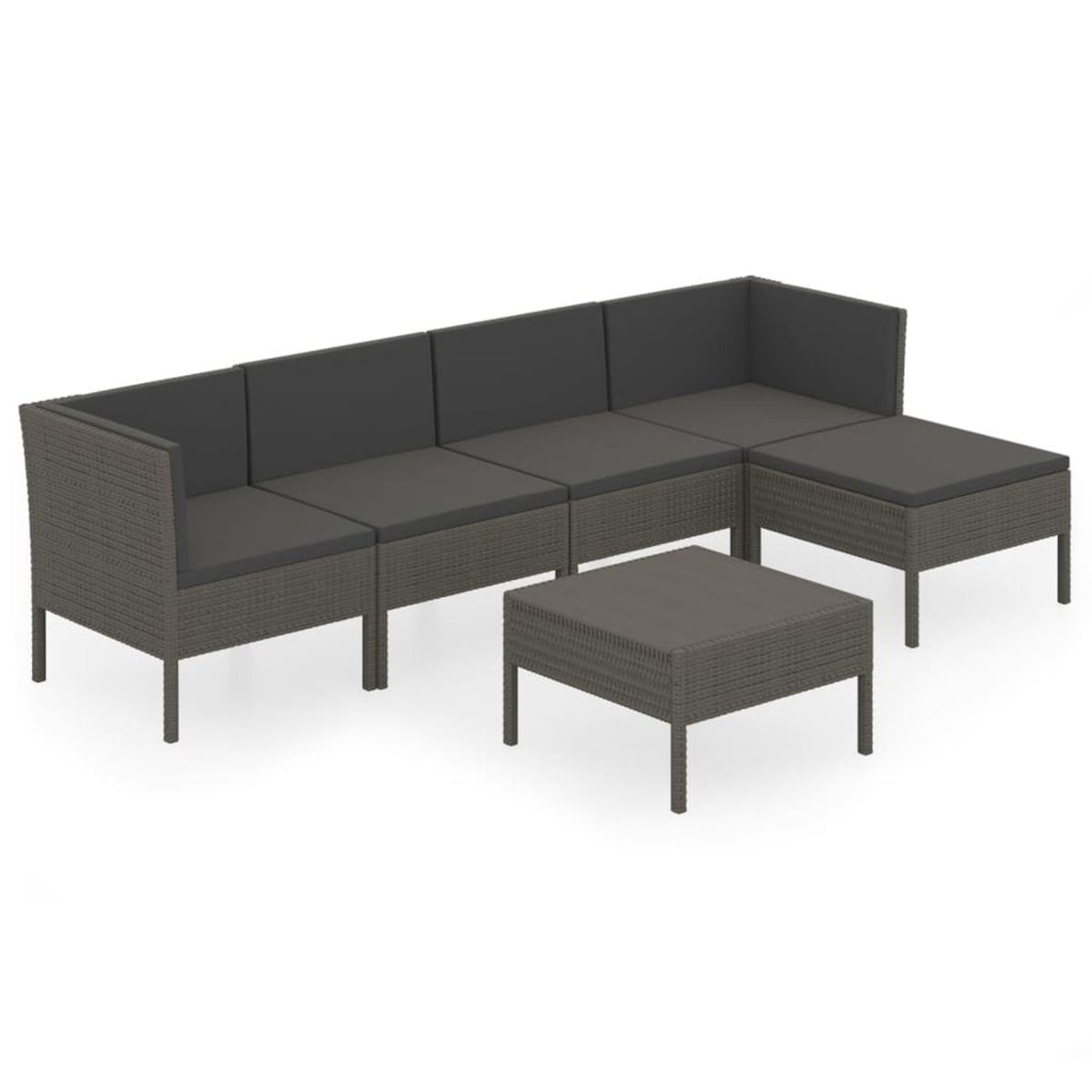 6 Piece Gray Poly Rattan Outdoor Sectional Sofa Set with Coffee Table C6280
