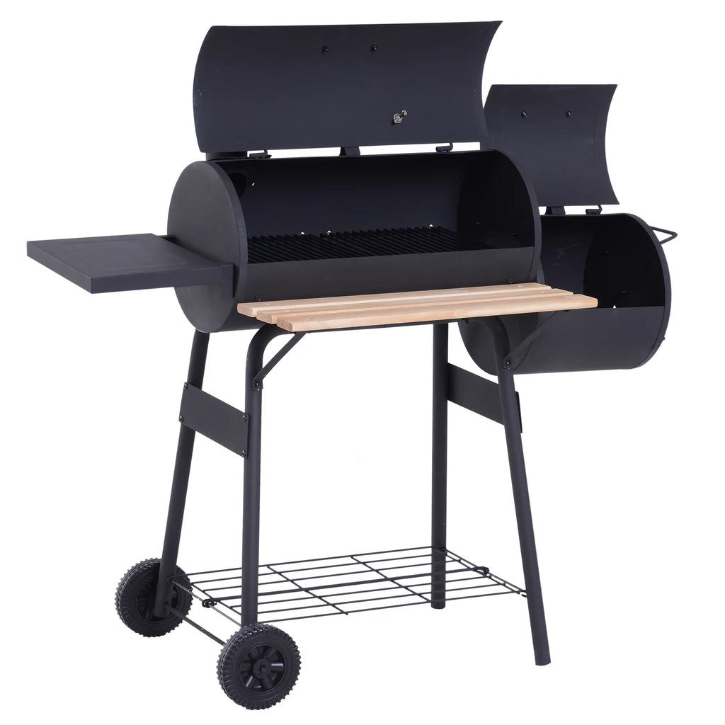 48" Steel Portable Charcoal BBQ Grill and Offset Smoker Combo with Wheels M237