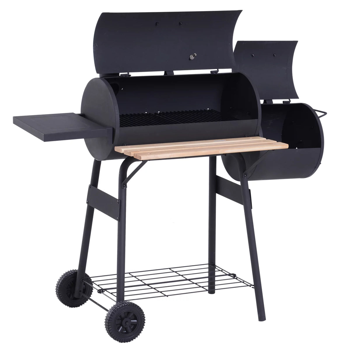 48" Steel Portable Charcoal BBQ Grill and Offset Smoker Combo with Wheels M237