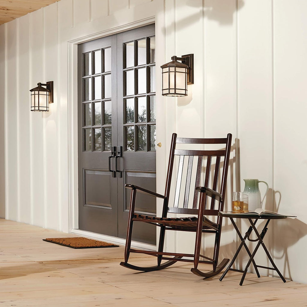 1 Light Outdoor Wall Light with Etched Linen Glass U40649