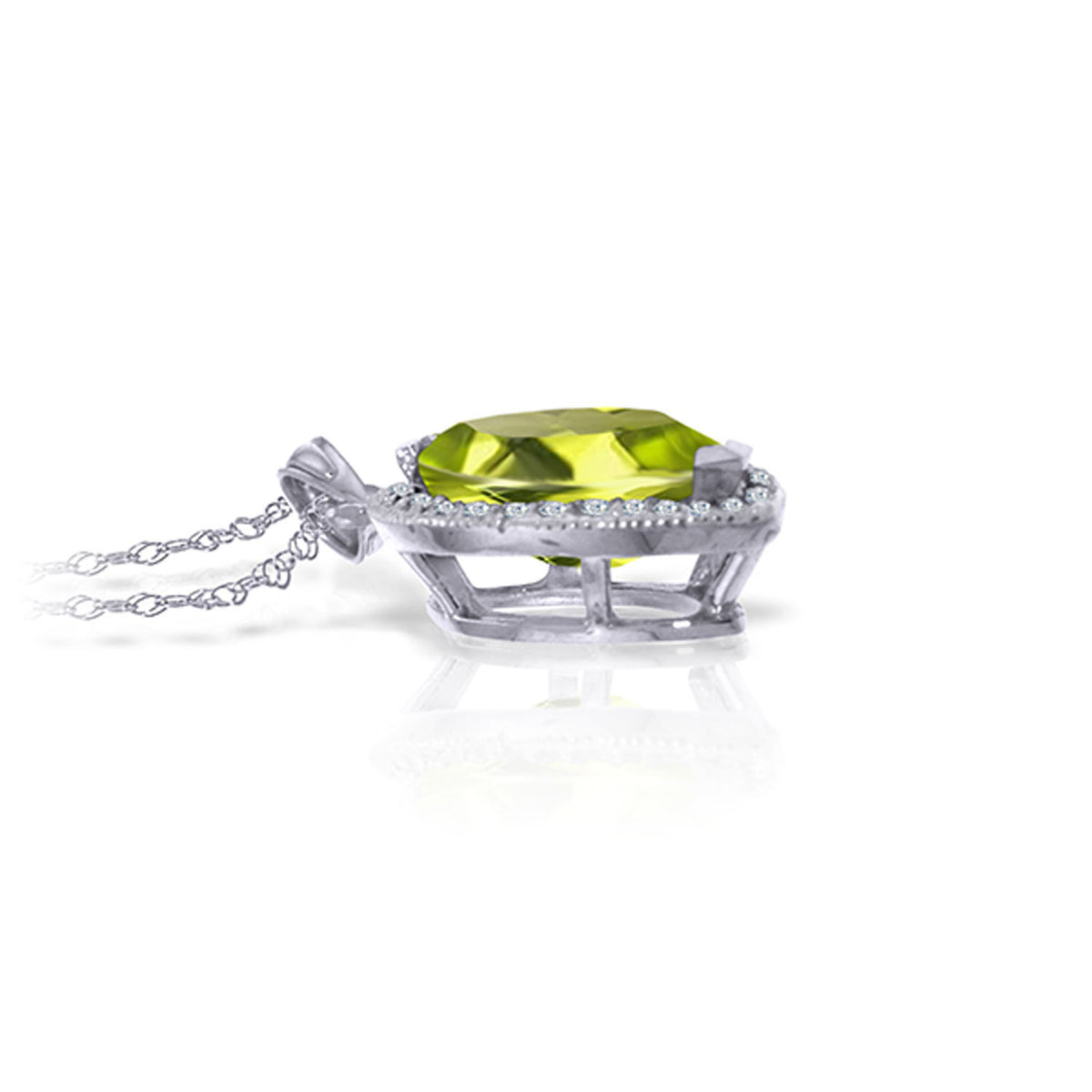 14k White Gold Diamond & Peridot Pendant Necklace V670
