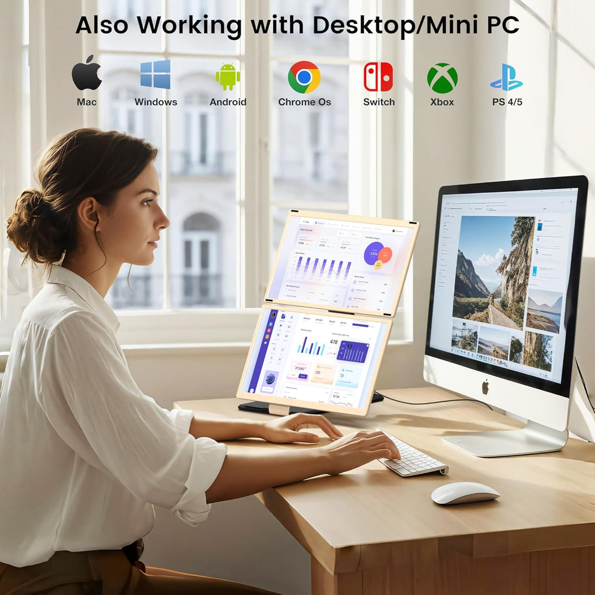 15.6’’ Portable Triple Monitor with IPS FHD 1080P Display B640