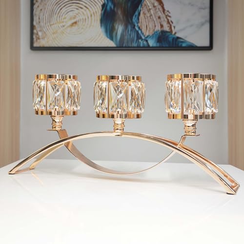 Crystal Candelabra Tealight Candle Stand Set of Black P9972