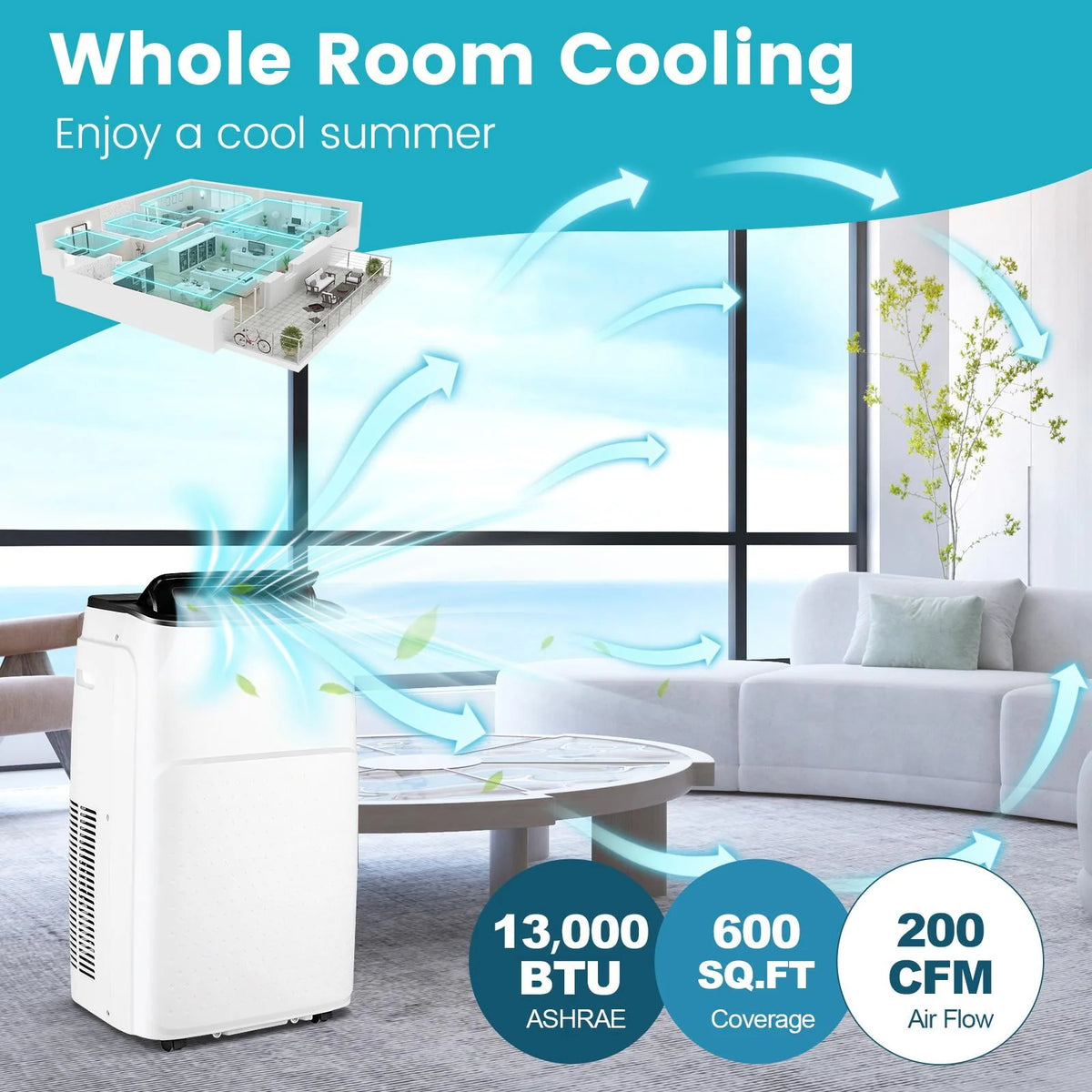 13000 BTU Smart Portable Air Conditioner & Heater V561061