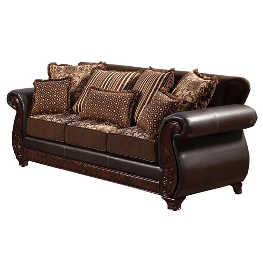 Dark Brown Faux Leather 2-Piece Sofa Set U948505