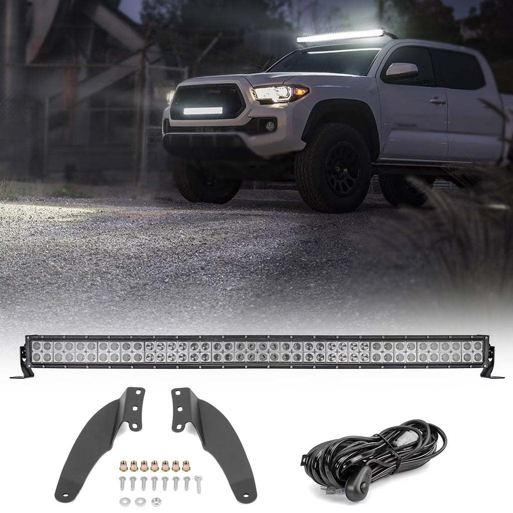 42" Curved LED Light Bar with Roof Mount Brackets and Wire Kit X211227