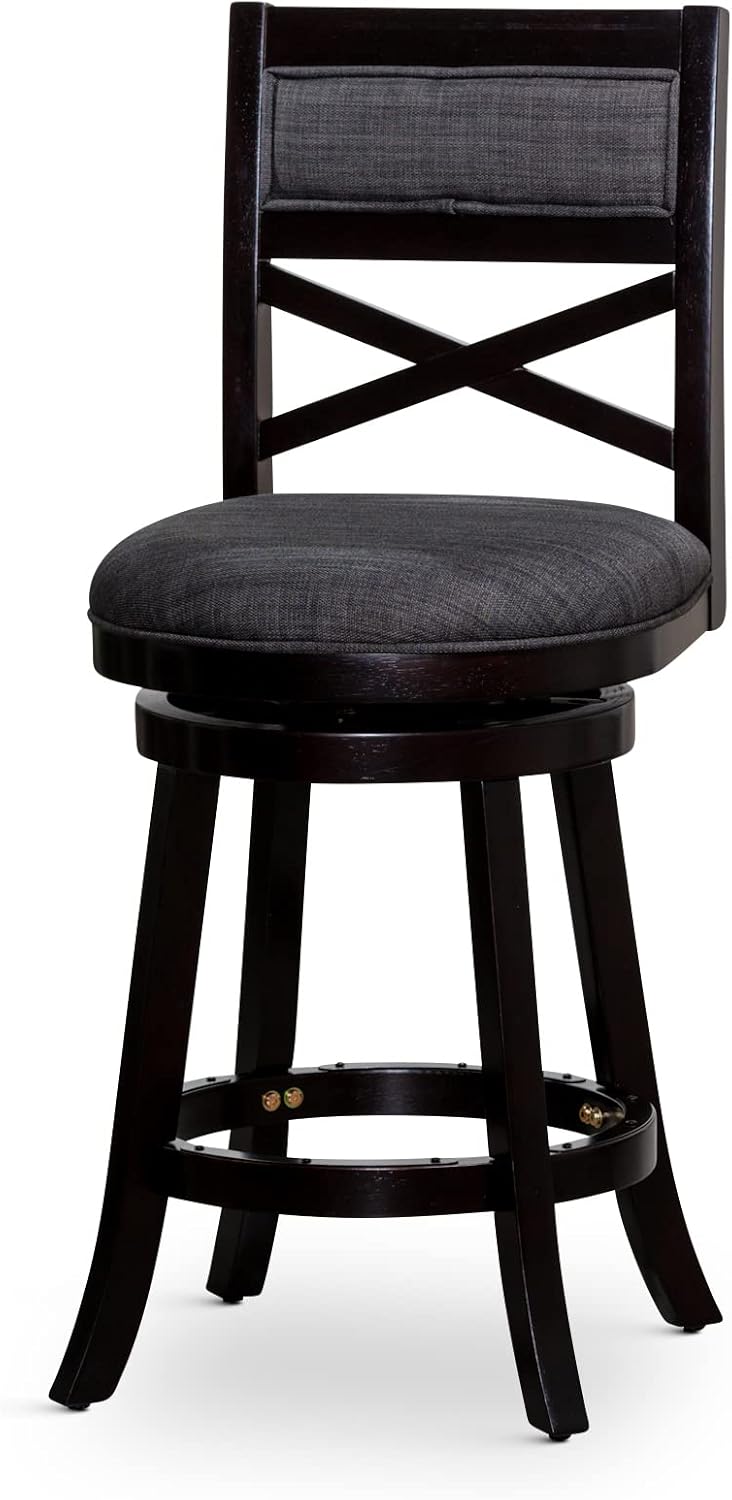 Black Leather Seat Swivel Stool, 24” Counter Height N1935