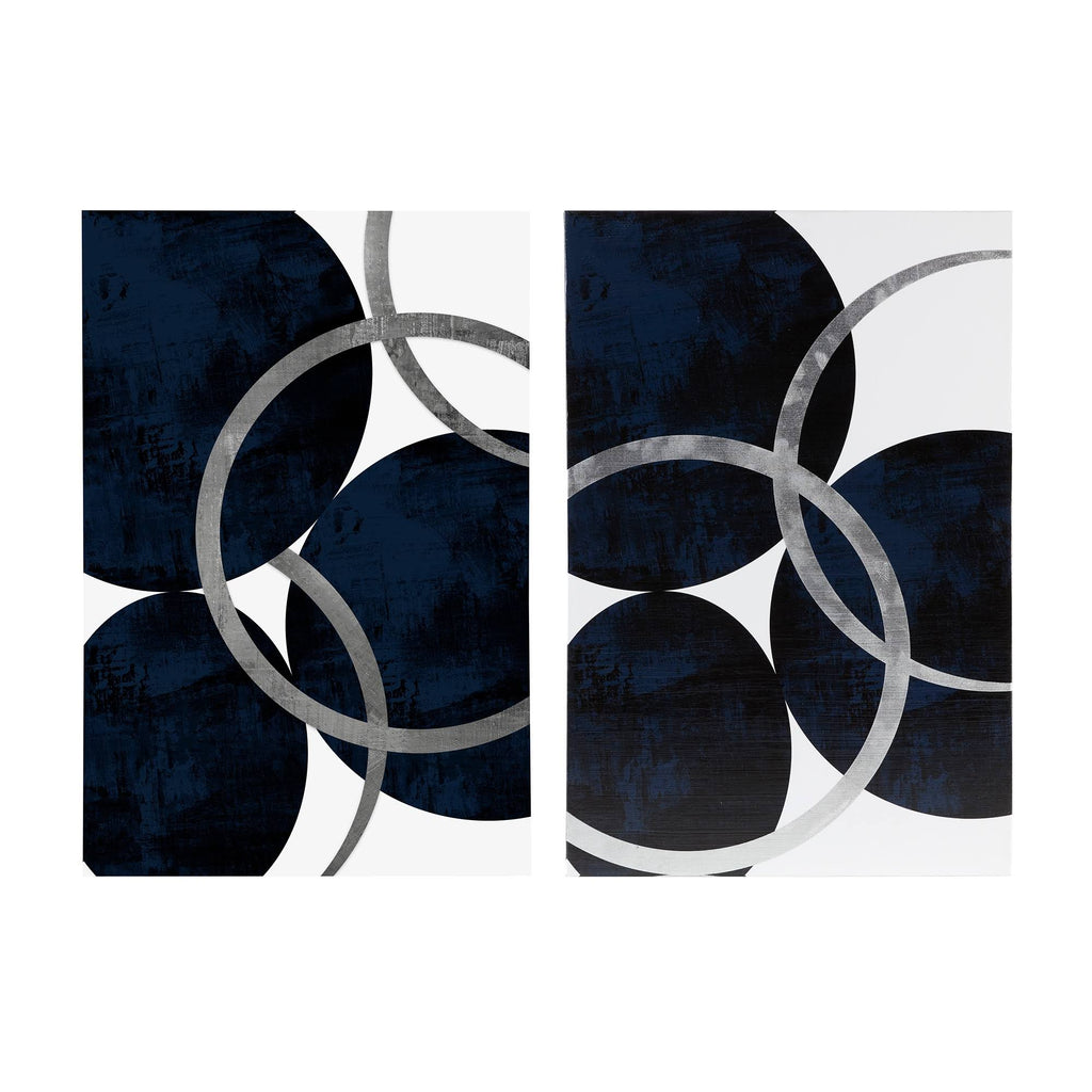 Navy Gel Coated and Silver Foil Canvas H417
