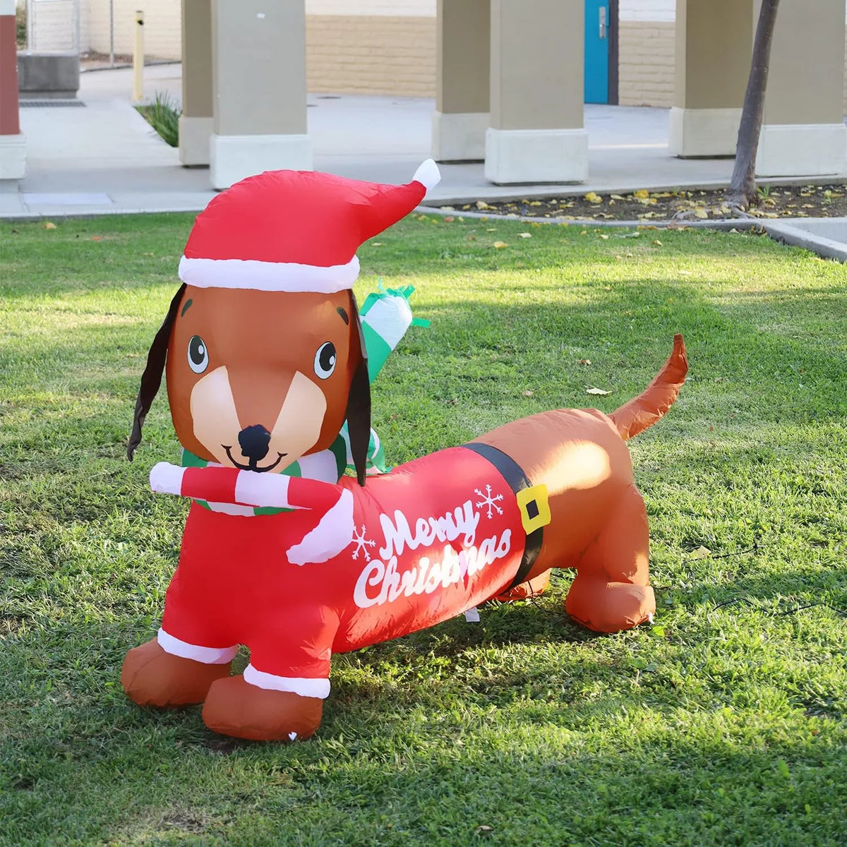 5.3 FT Christmas Inflatables Dachshund Dog with LED Lights G1370