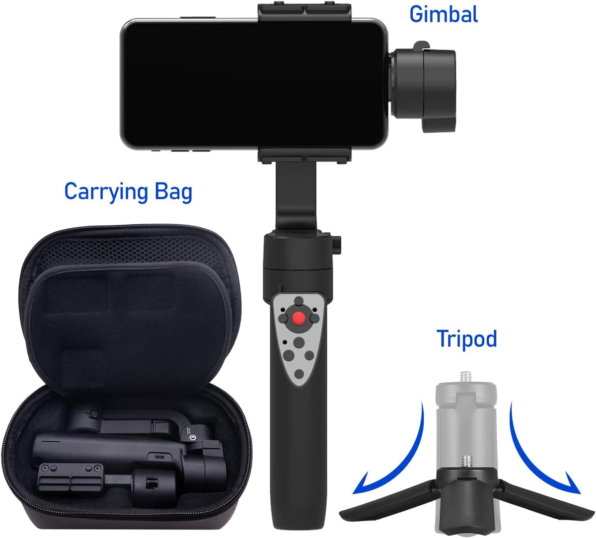 3-Axis Mini Handheld Gimbal Stabilizer for iOS and Android, Foldable Pocket Gimbal Bundle, Pack of 2 R9406