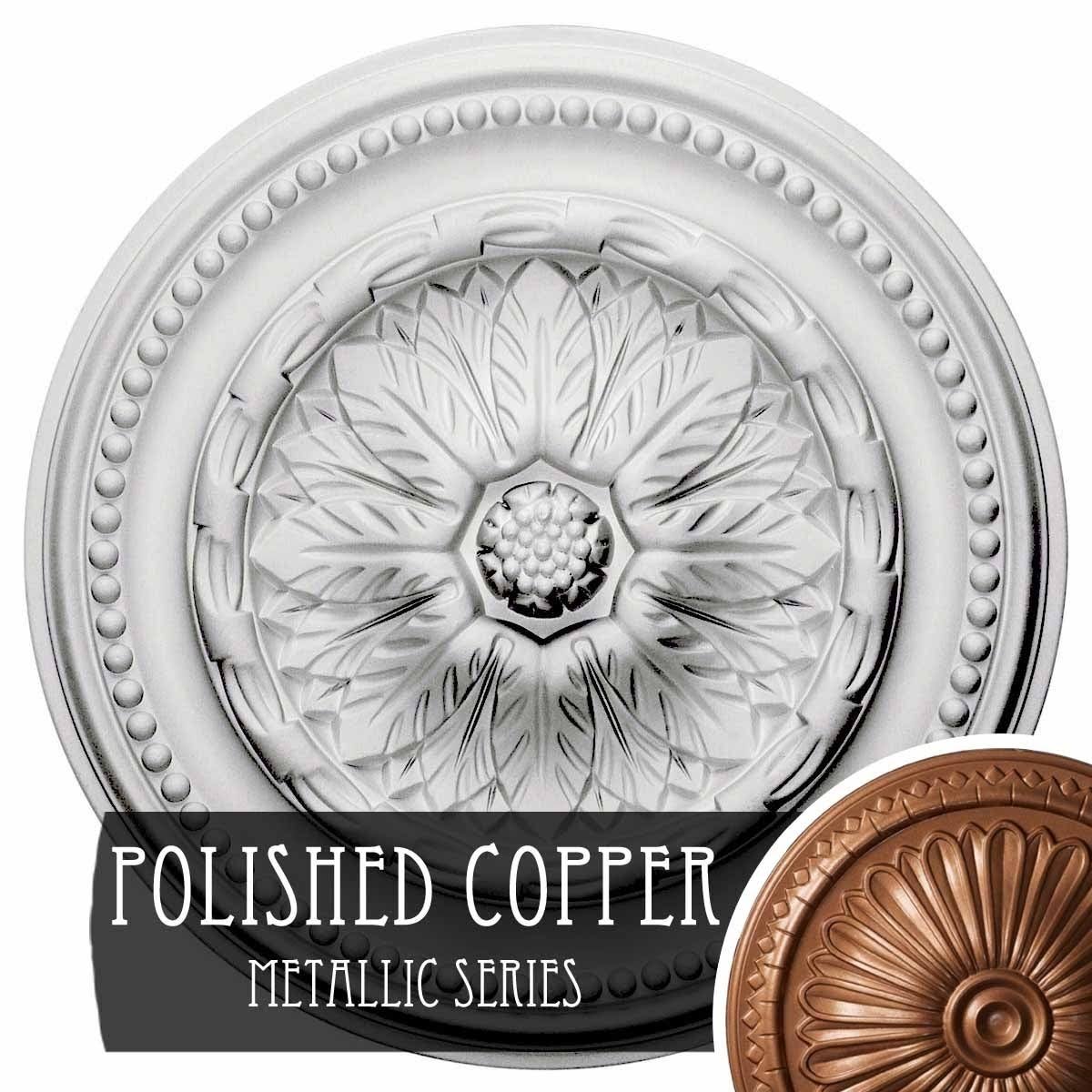 15 3/4 inch x 1 7/8 inch Hand-Painted Polished Copper Ceiling Medallion P7587
