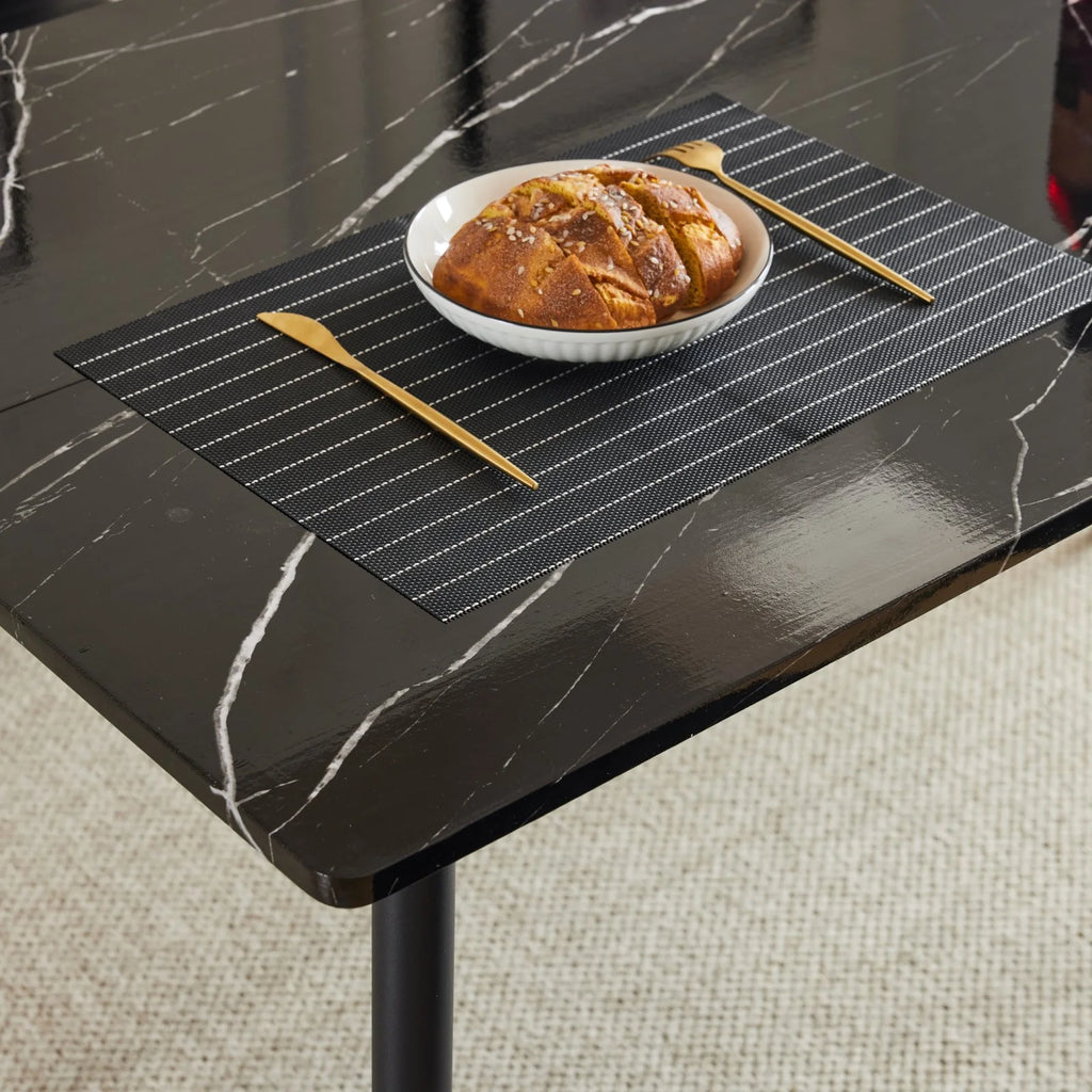 Black Faux Marble Dining Table Set for 4 V242771