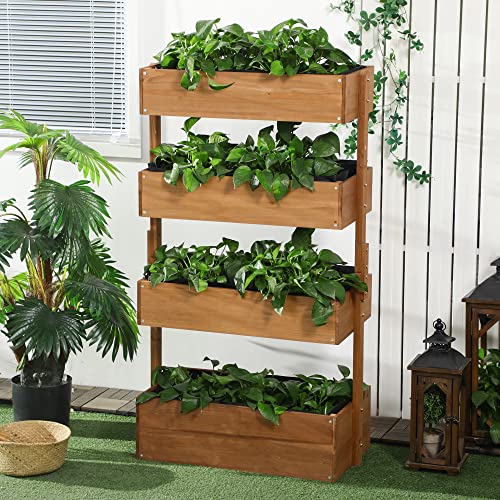 Gray Wooden 4 Tier Planter Box H28744
