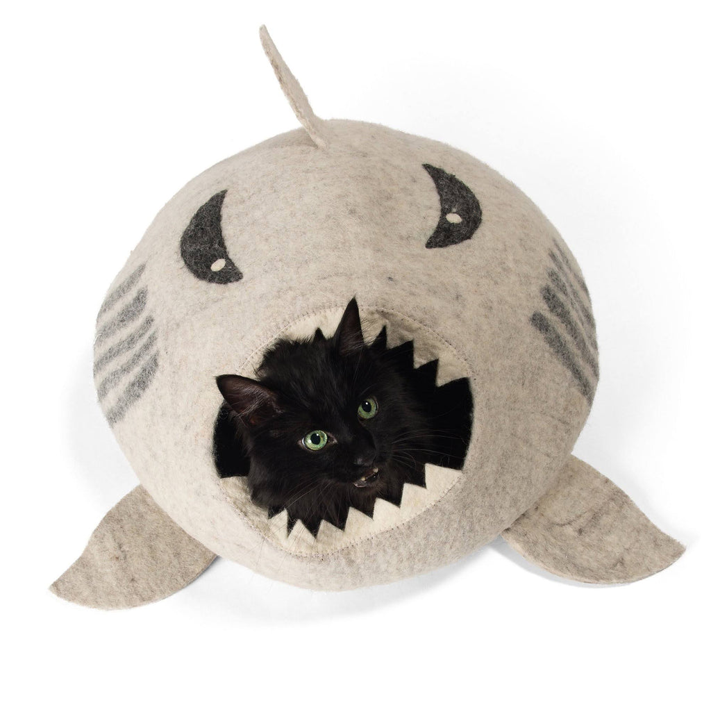 Grey Wool Cat Cave Bed U450871