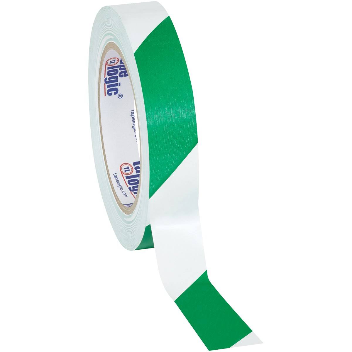 Green/White Striped Vinyl Safety Tape, 48/Case O6658