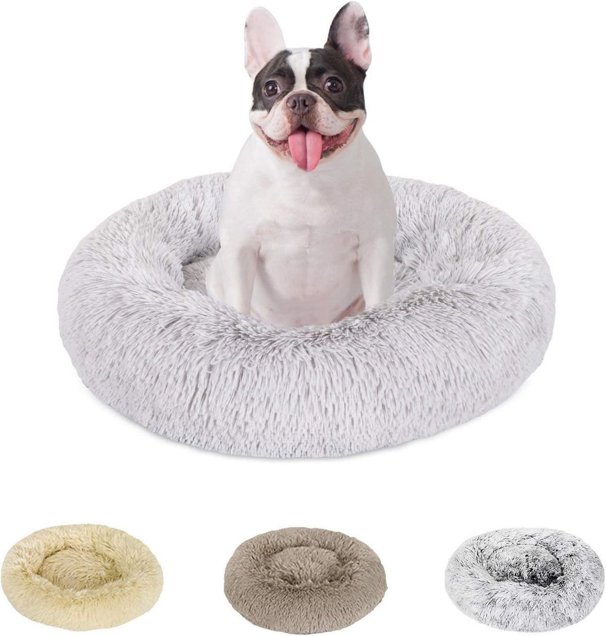 Round Washable Plush Dog and Cat Bed Pack of 2 R988548