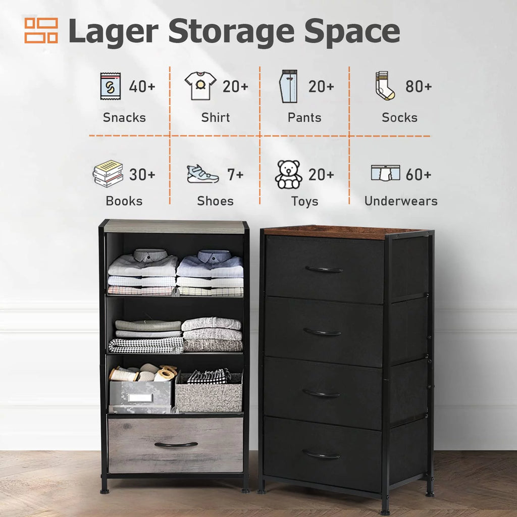 Black 4 Drawer Fabric Dresser B99764