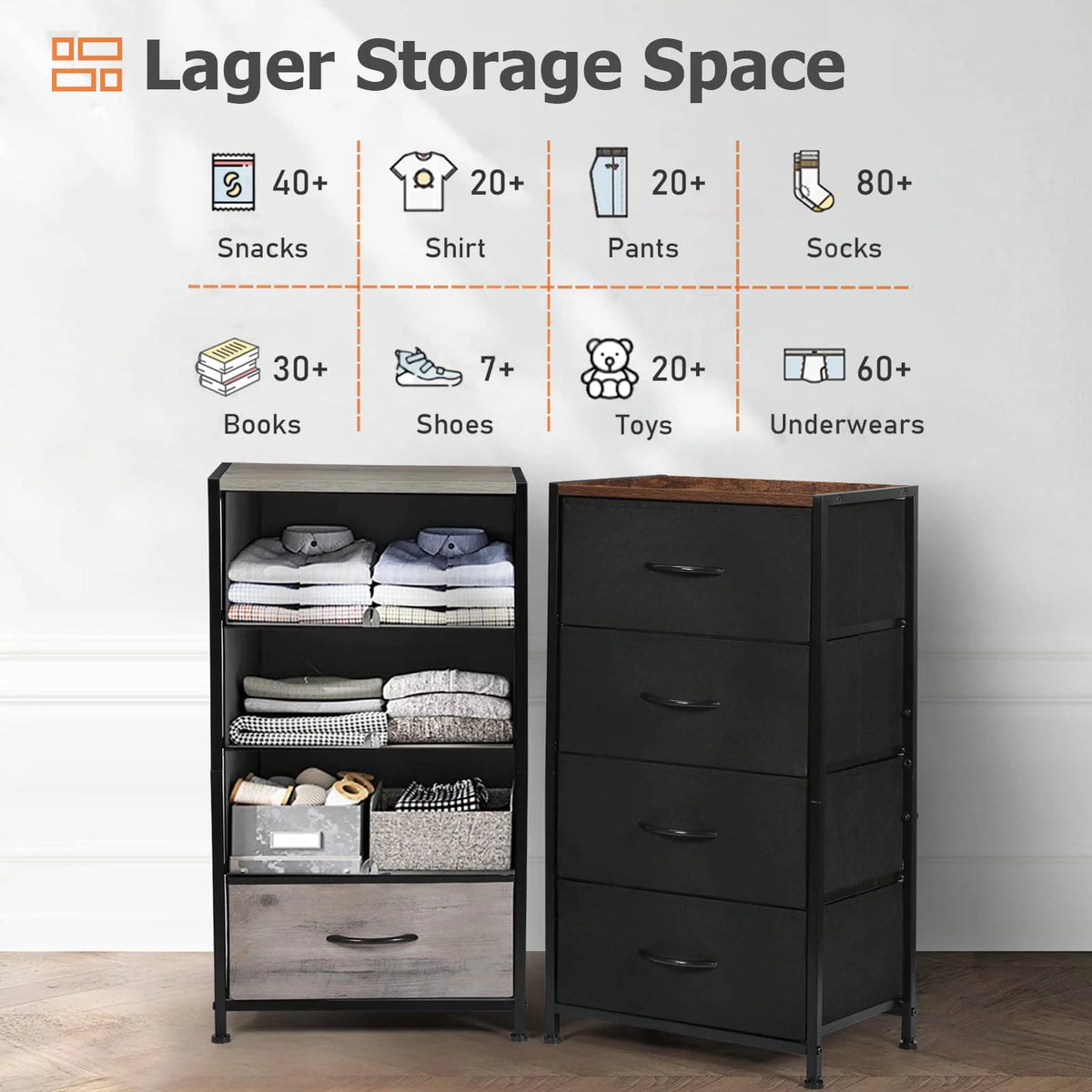 Black 4 Drawer Fabric Dresser B99764