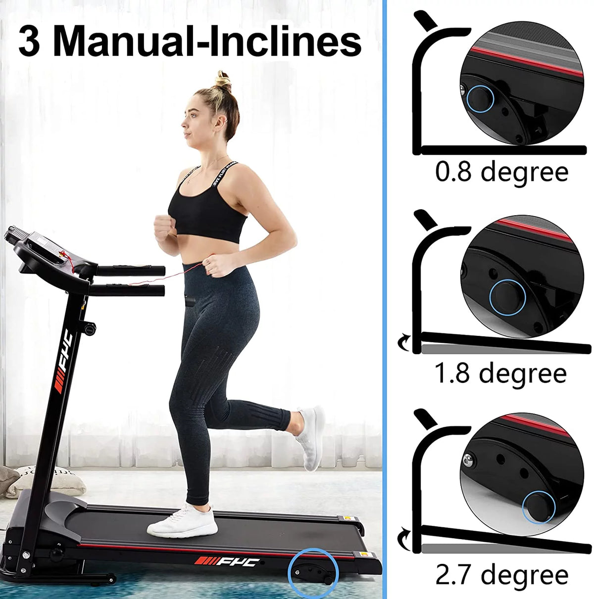 Folding Portable Treadmill with Phone Holder Black E255208