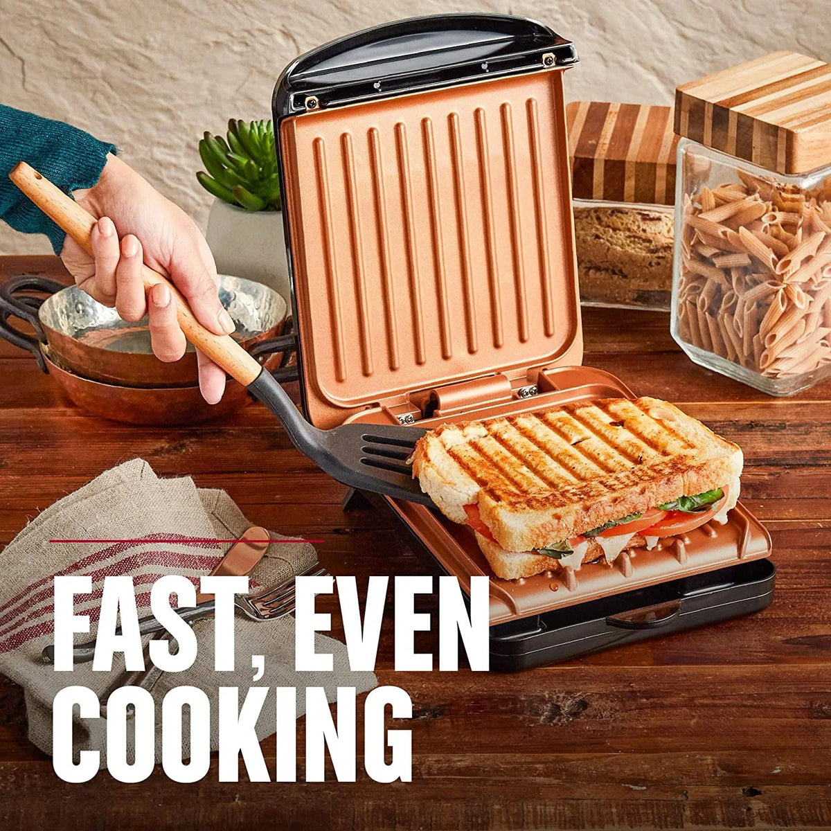 Black Electric Indoor Grill and Panini Press Q322