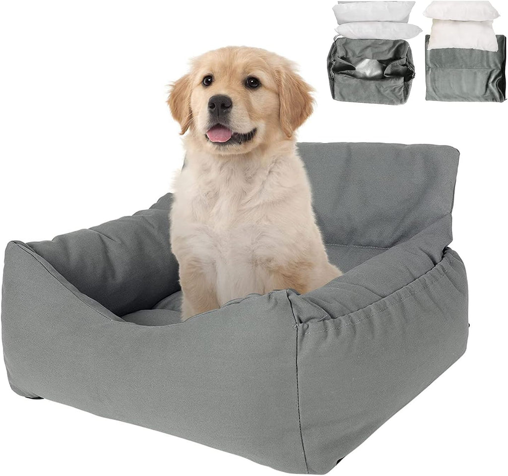 Dog Car Seat Pet Booster Seat 2-in-1 Car Dog Bed with Storage Pocket Waterproof Non-Slip H7983