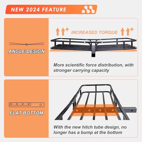Folding Hitch Mount Cargo Carrier Basket 60" X 20" X 6" with Waterproof Cargo Bag U6716