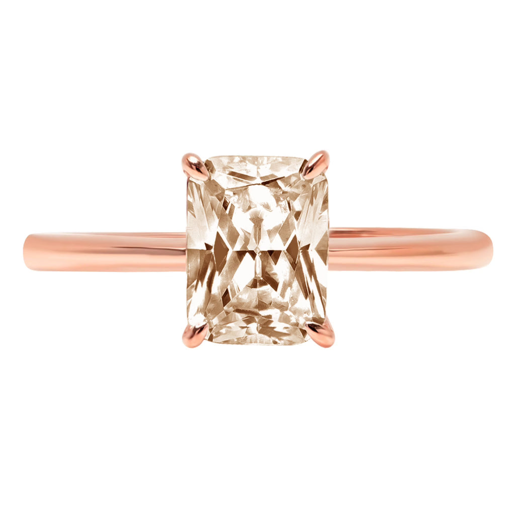 Champagne simulated diamond radiant cut ring size 6.5 X976