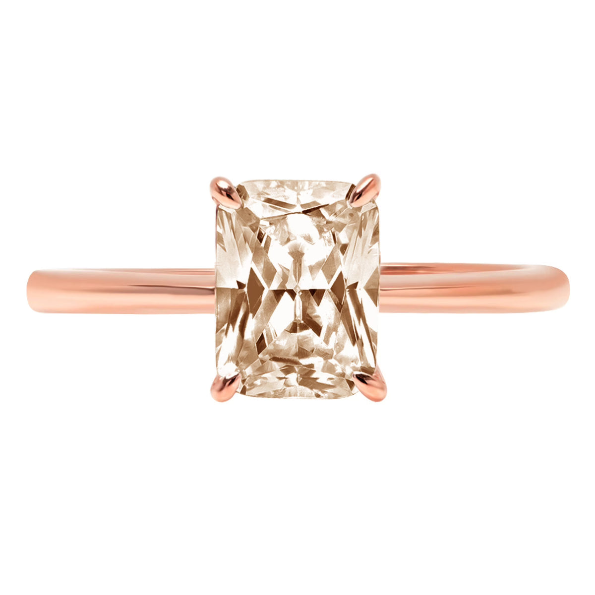 Champagne simulated diamond radiant cut ring size 6.5 X976