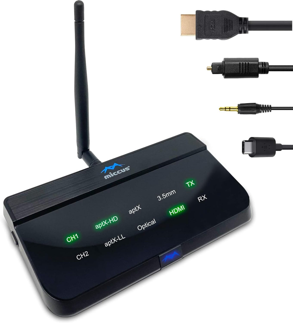 Bluetooth Audio Transmitter Receiver for TV PC Stereo, aptX Low Latency Wireless Adapter, Optical RCA 3.5mm Q4539