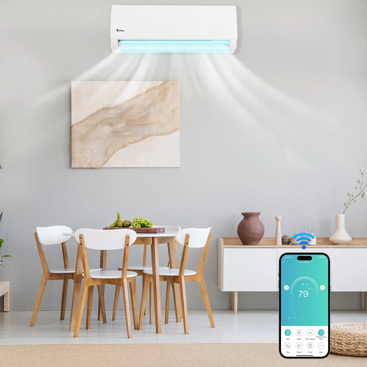 9000 BTU Wifi Enabled 19 Seer Mini Split Air Conditioner & Heater Q26113