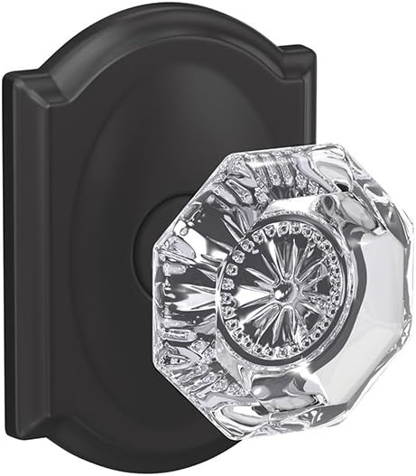 Satin Nickel Non-Turning Glass Knob with Trim, Pack of 2 U736340