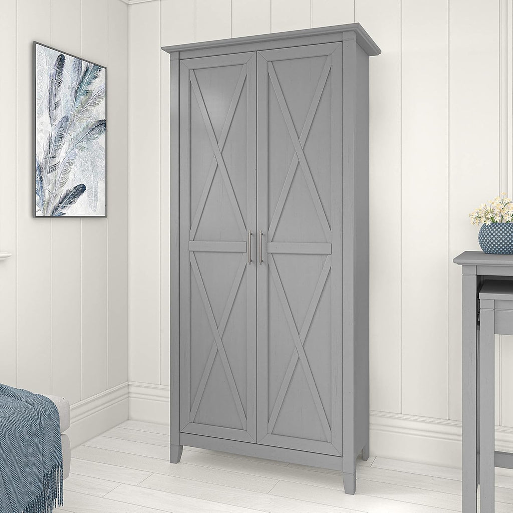 Tall Storage Cabinet with Doors, Cape Cod Gray C62663