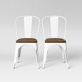 Matte White High Back Wood Seat Dining Chair Set of 2 Z55868