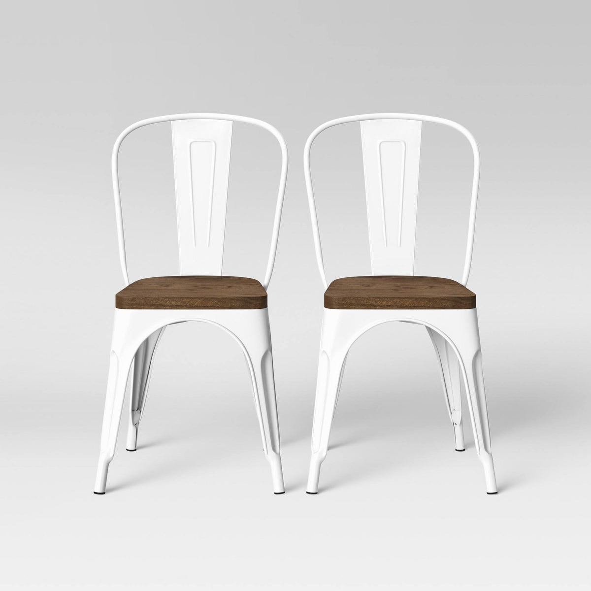 Matte White High Back Wood Seat Dining Chair Set of 2 Z55868