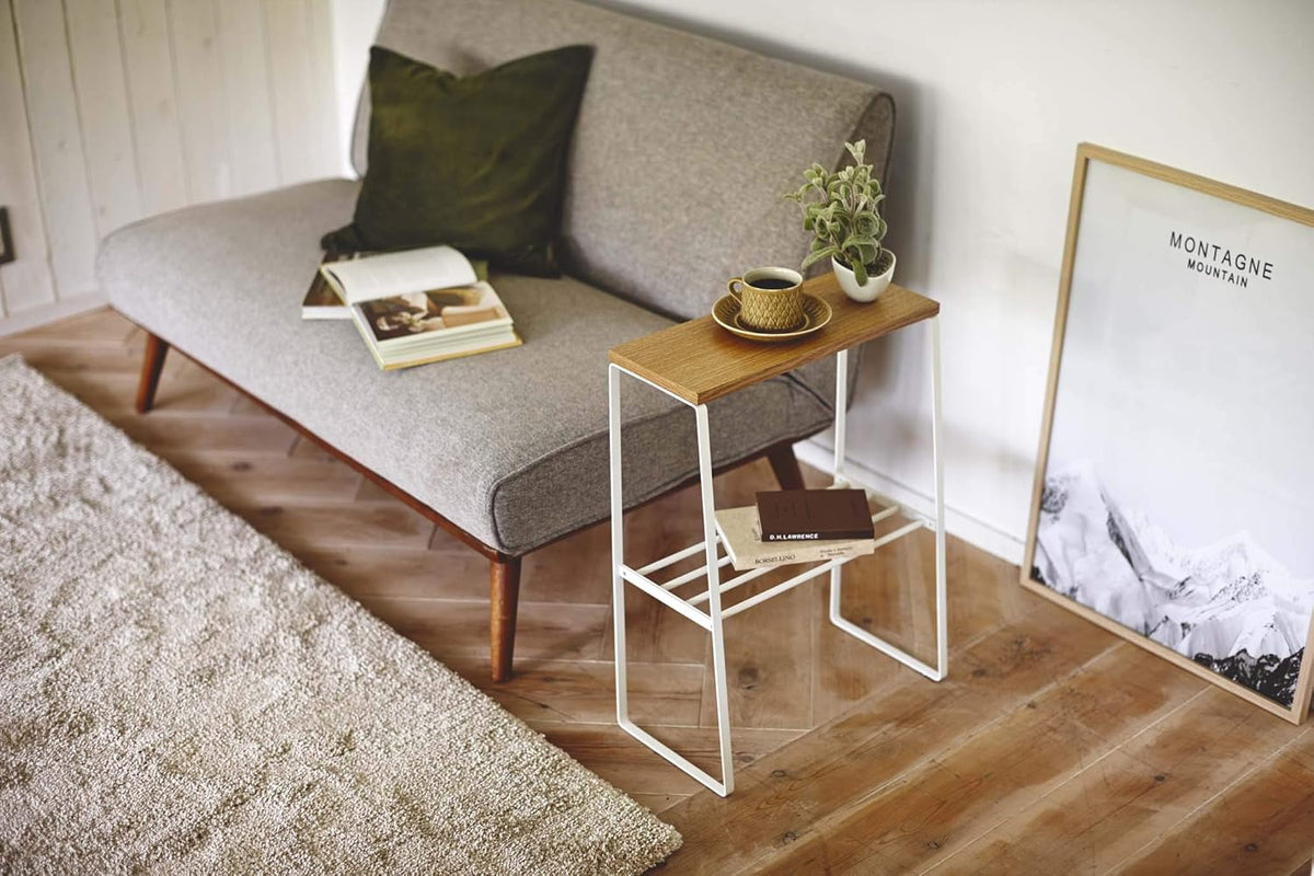 White Narrow End Table Y453