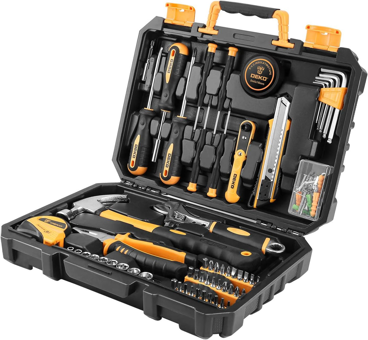 100 Piece Home Repair Tool Set with Plastic Tool Box Storage J352987