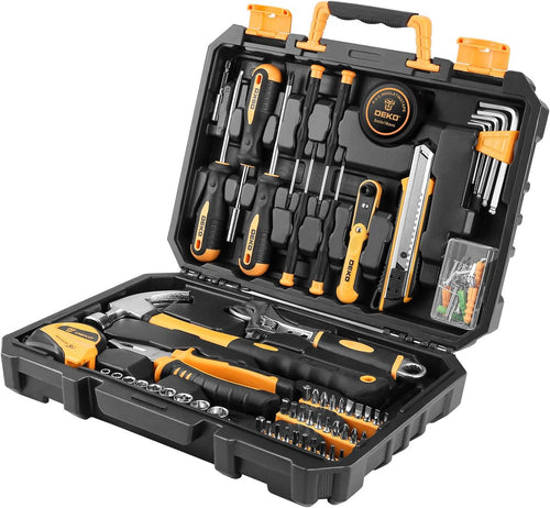 100 Piece Home Repair Tool Set with Plastic Tool Box Storage J352987