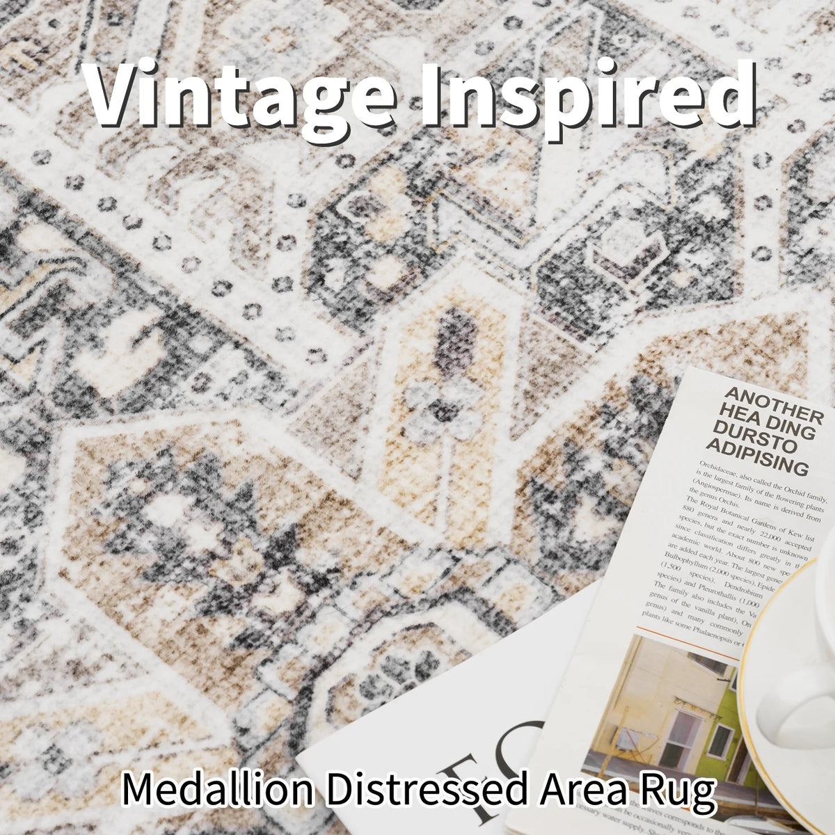 9'x12' Washable Vintage Medallion Area Rug E966645