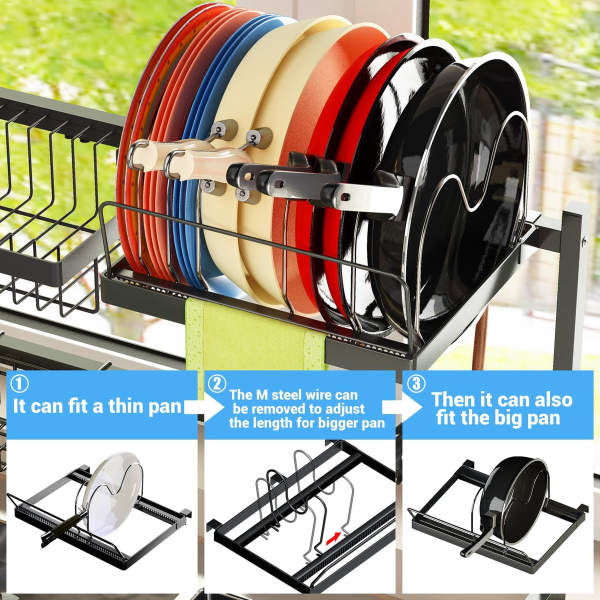 Over The Sink Dish Drying Rack Adjustable Height Length 2 Tier Large Dish Drainer T147687