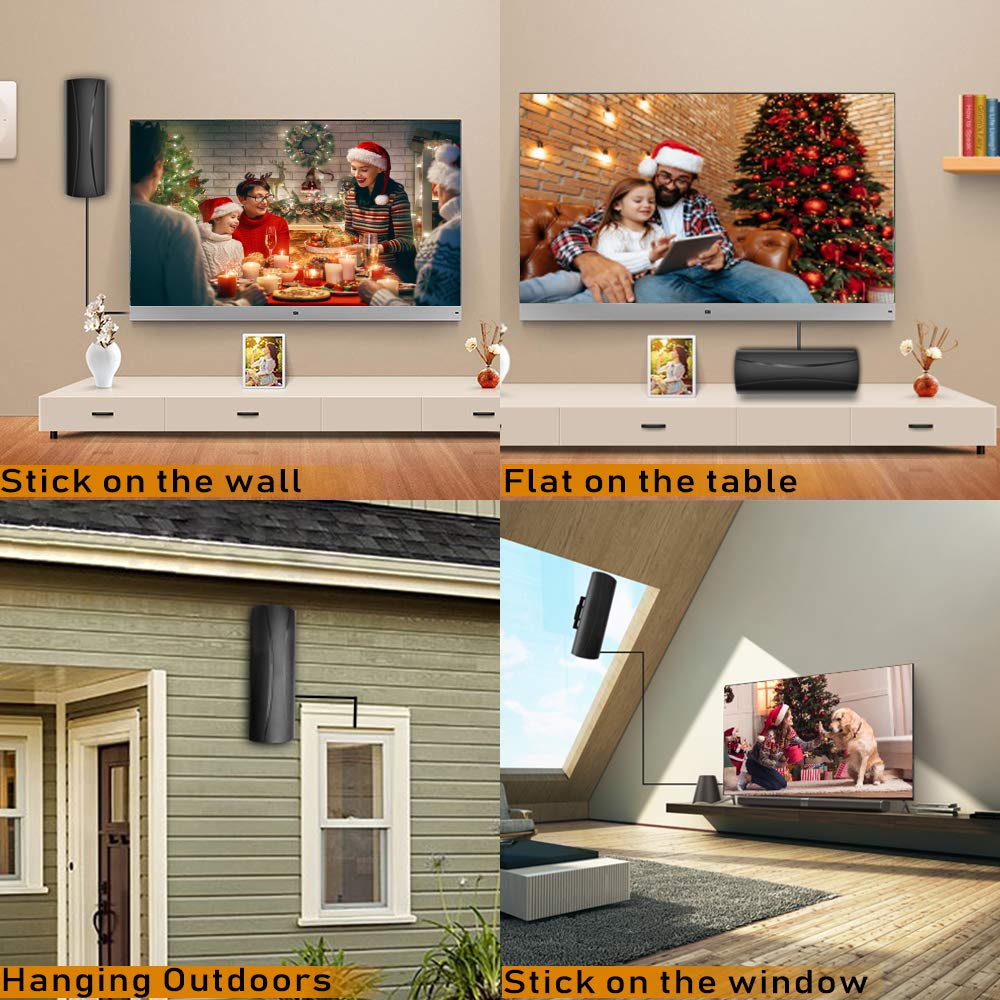 HD Digital TV Antenna 420+ Miles Range Indoor/Outdoor 4K 1080p with 36ft Coax Cable V3707