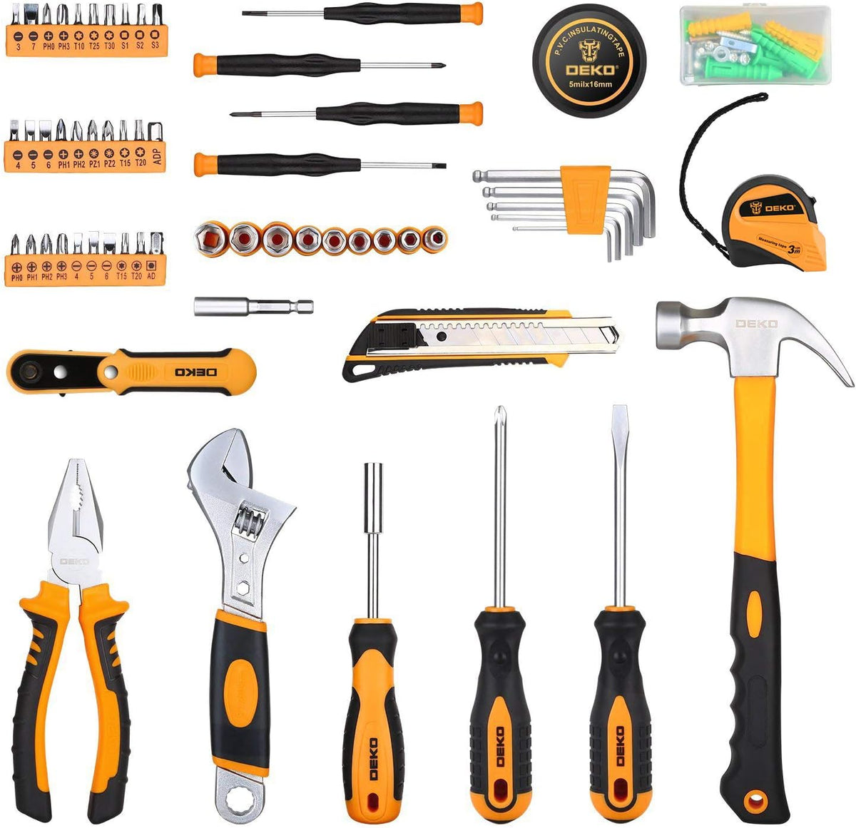 100 Piece Home Repair Tool Set with Plastic Tool Box Storage J352987