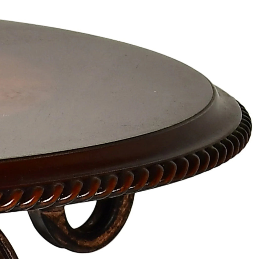 Cherry Wood and Metal Round End Table H38155