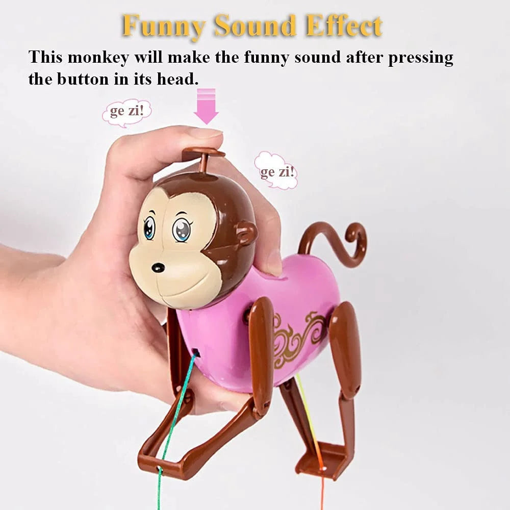Pink Pull String Monkey Toy L748
