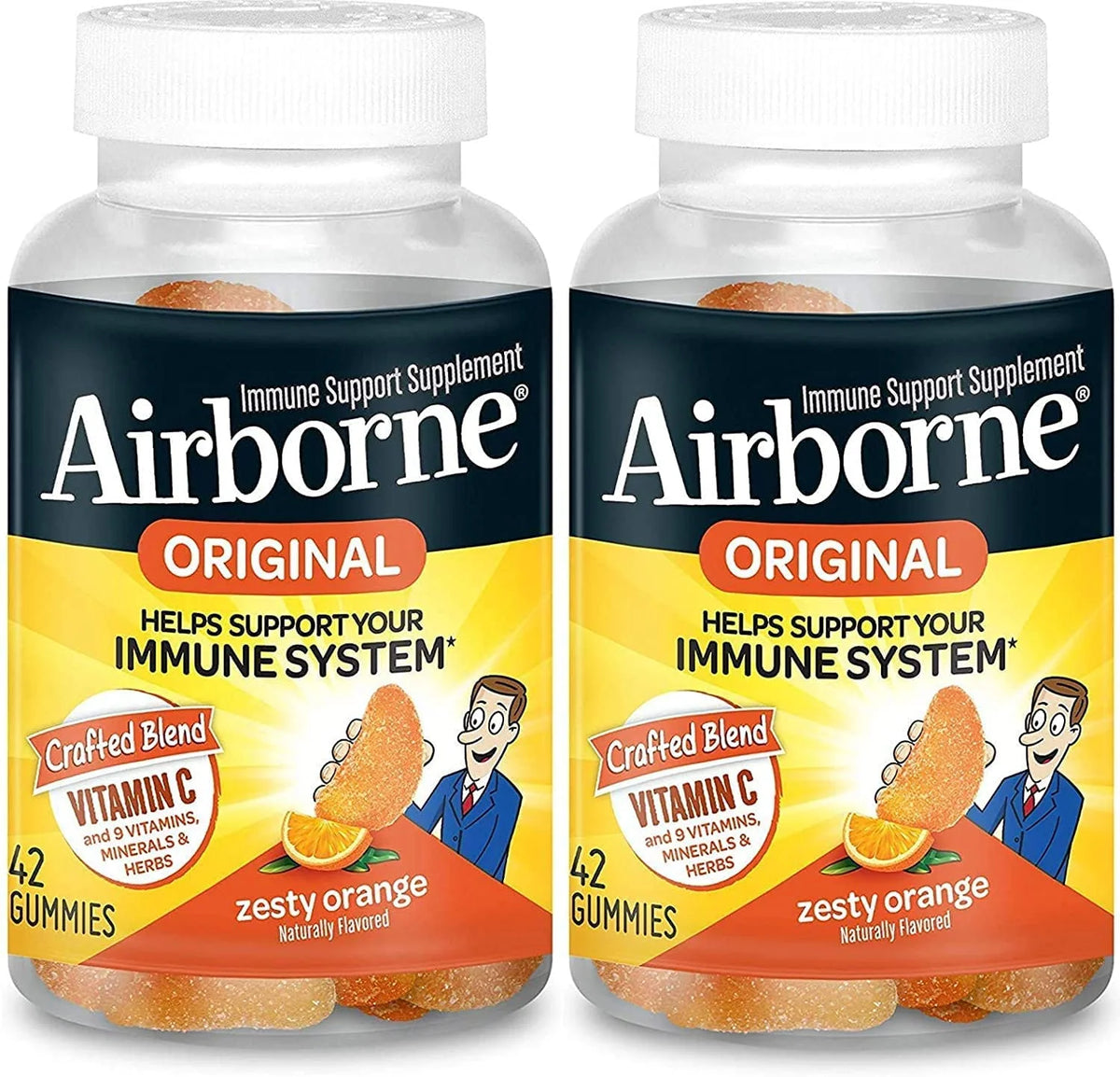 Zesty Orange Flavored Gummies 42 Count Vitamin C Immune Support Pack of 2 U9039