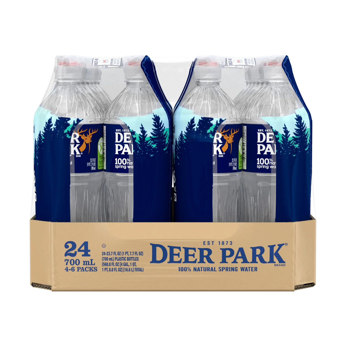 24 Pack Natural Spring Water 23.7 oz Plastic Bottles P667